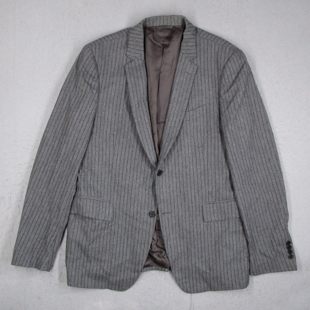 John Varvatos Blazer Mens Grey Pinstripe Virgin Wool Cashmere Sport Coat Italy